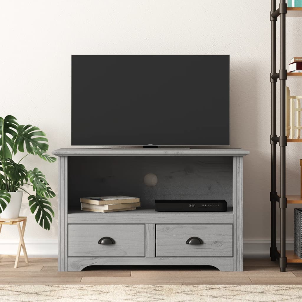 vidaXL Mueble de TV con 2 cajones BODO madera de pino gris 91x43x56 cm