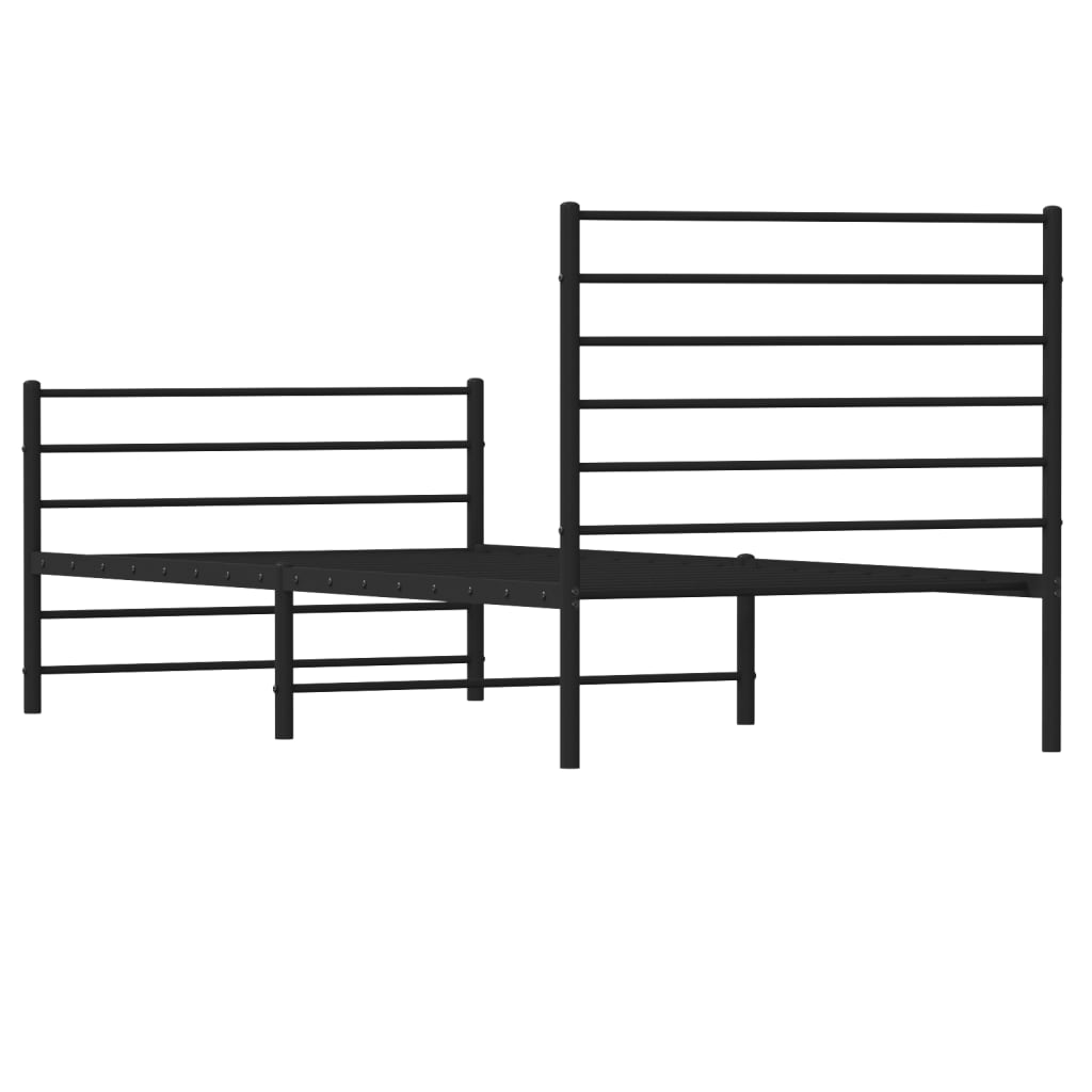 vidaXL Estructura de cama con cabecero y estribo metal negro 100x190cm