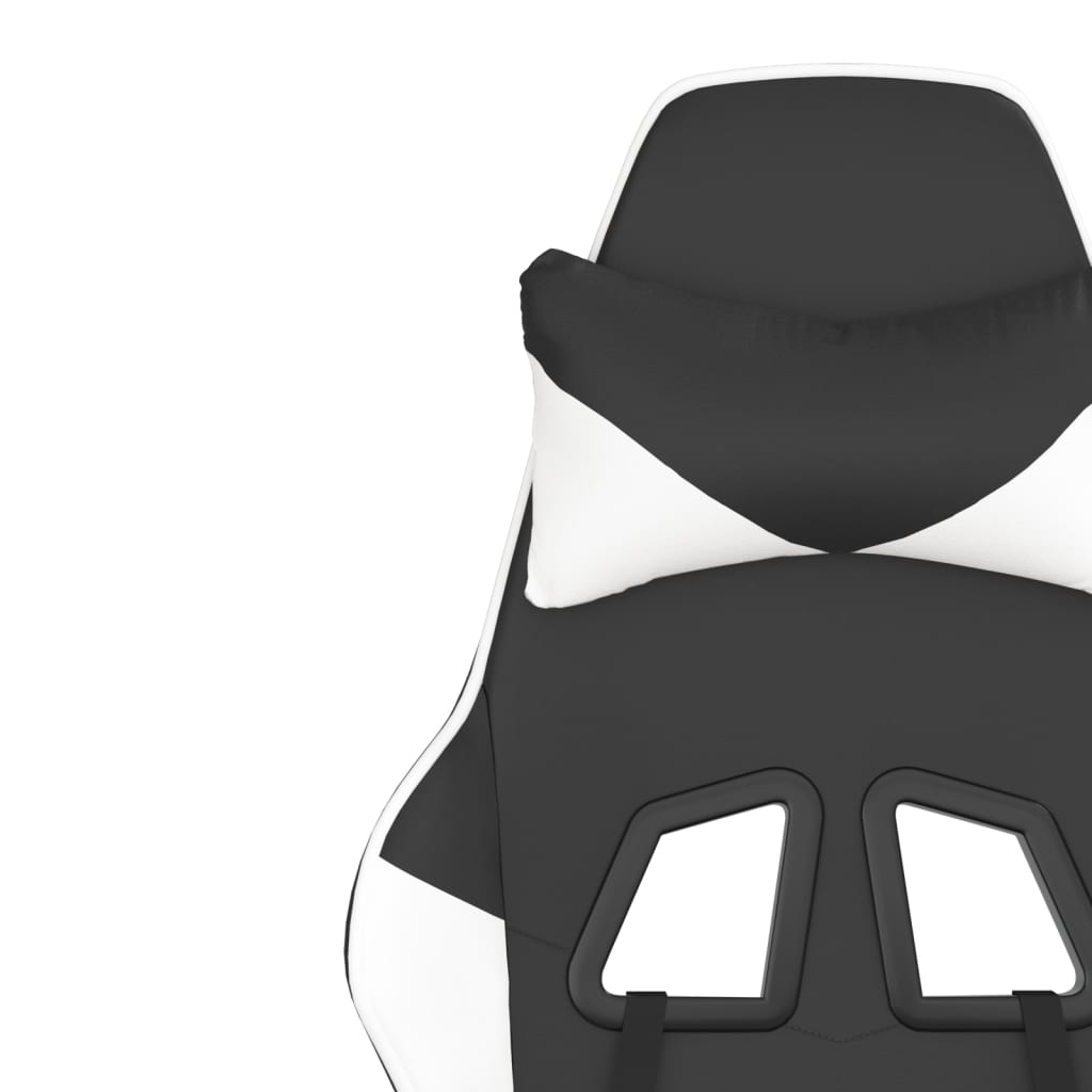 vidaXL Silla gaming con reposapiés cuero sintético negro blanco