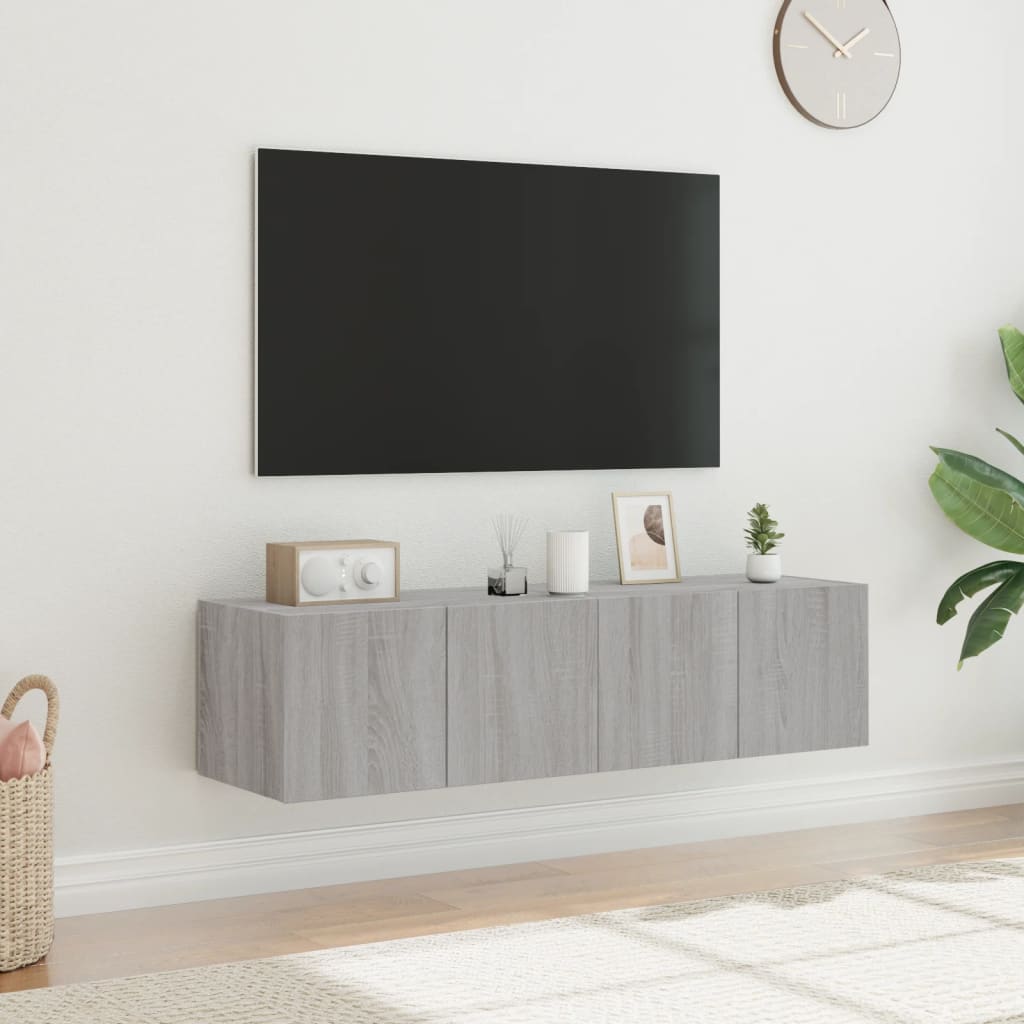 vidaXL Muebles TV de pared con luces LED 2 uds gris Sonoma 60x35x31 cm