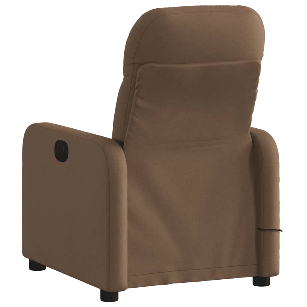 vidaXL Sillón reclinable de masaje eléctrico tela marrón
