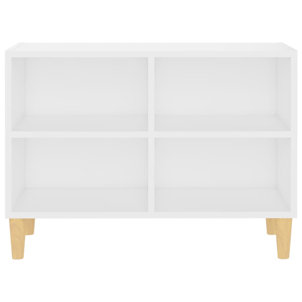 vidaXL Mueble de TV con patas de madera maciza blanco 69,5x30x50 cm