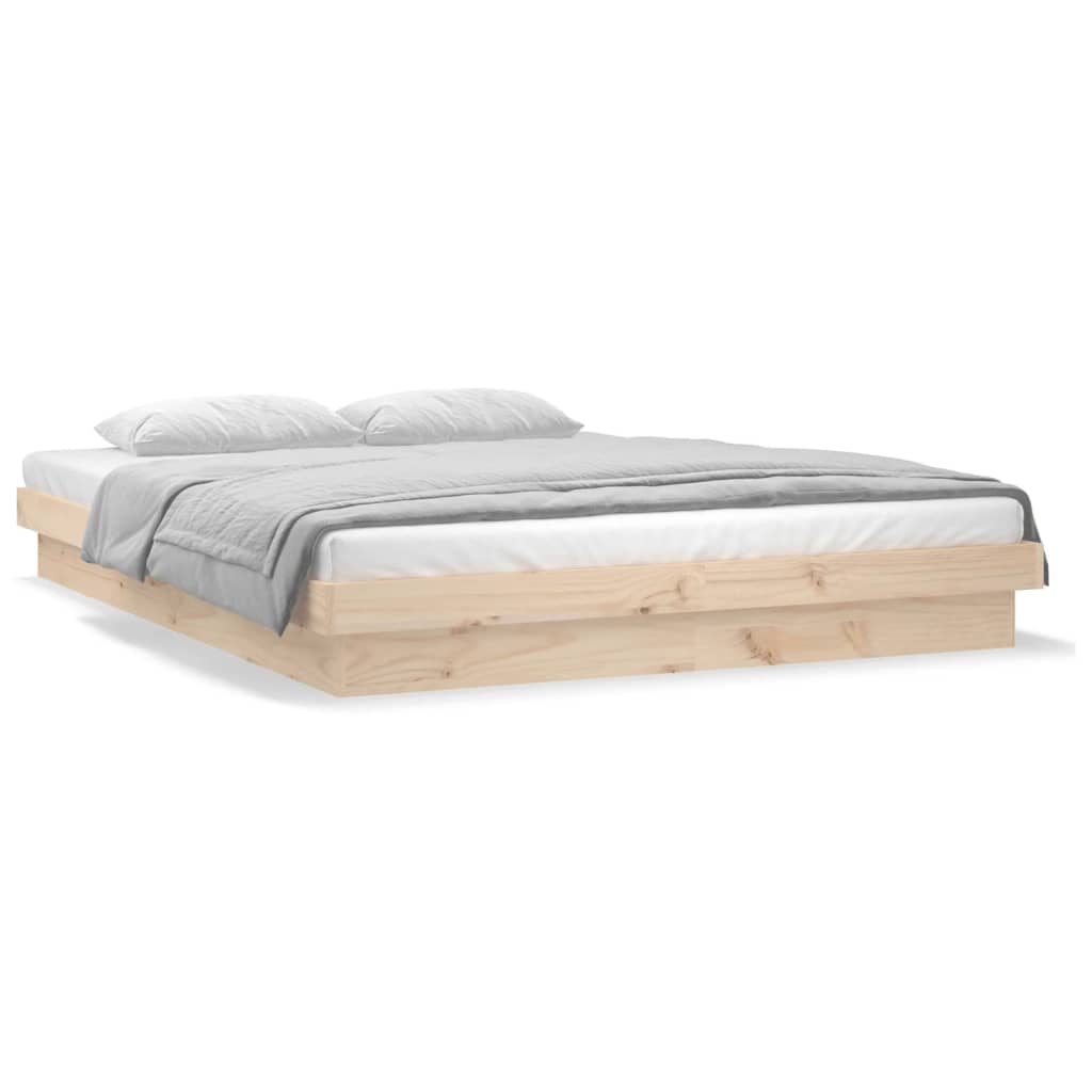 vidaXL Estructura de cama con LED de madera maciza 160x200 cm