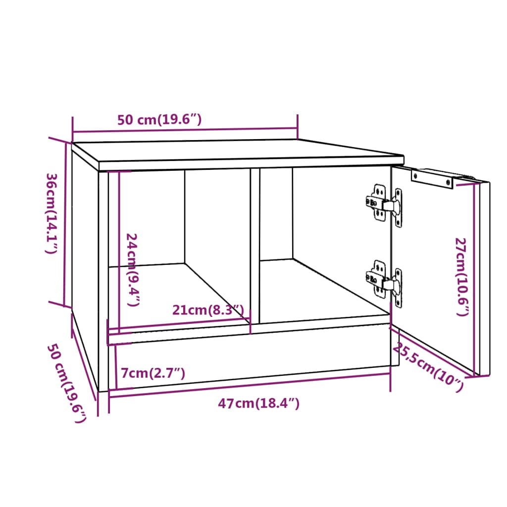 vidaXL Mesa de centro madera contrachapada blanco y roble 50x50x36 cm