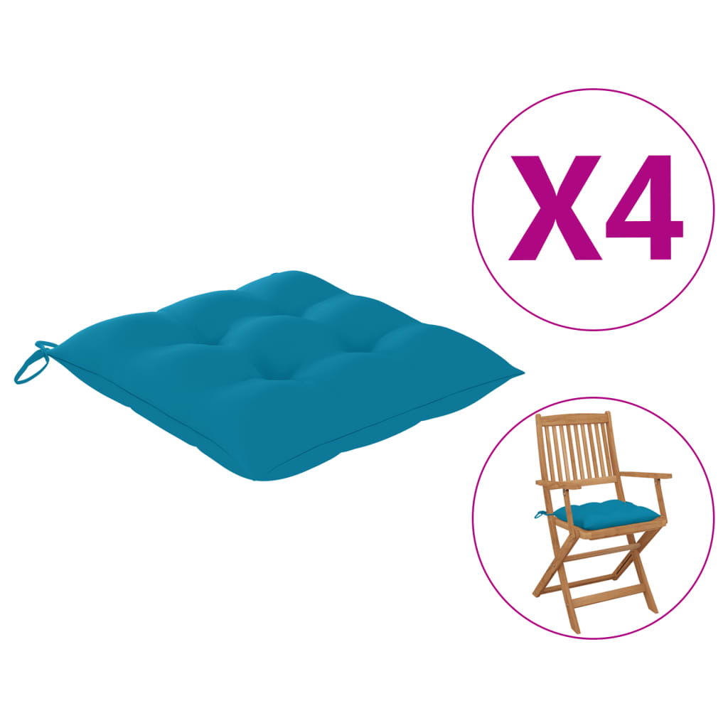 vidaXL Cojines para silla 4 unidades azul 40x40x8 cm
