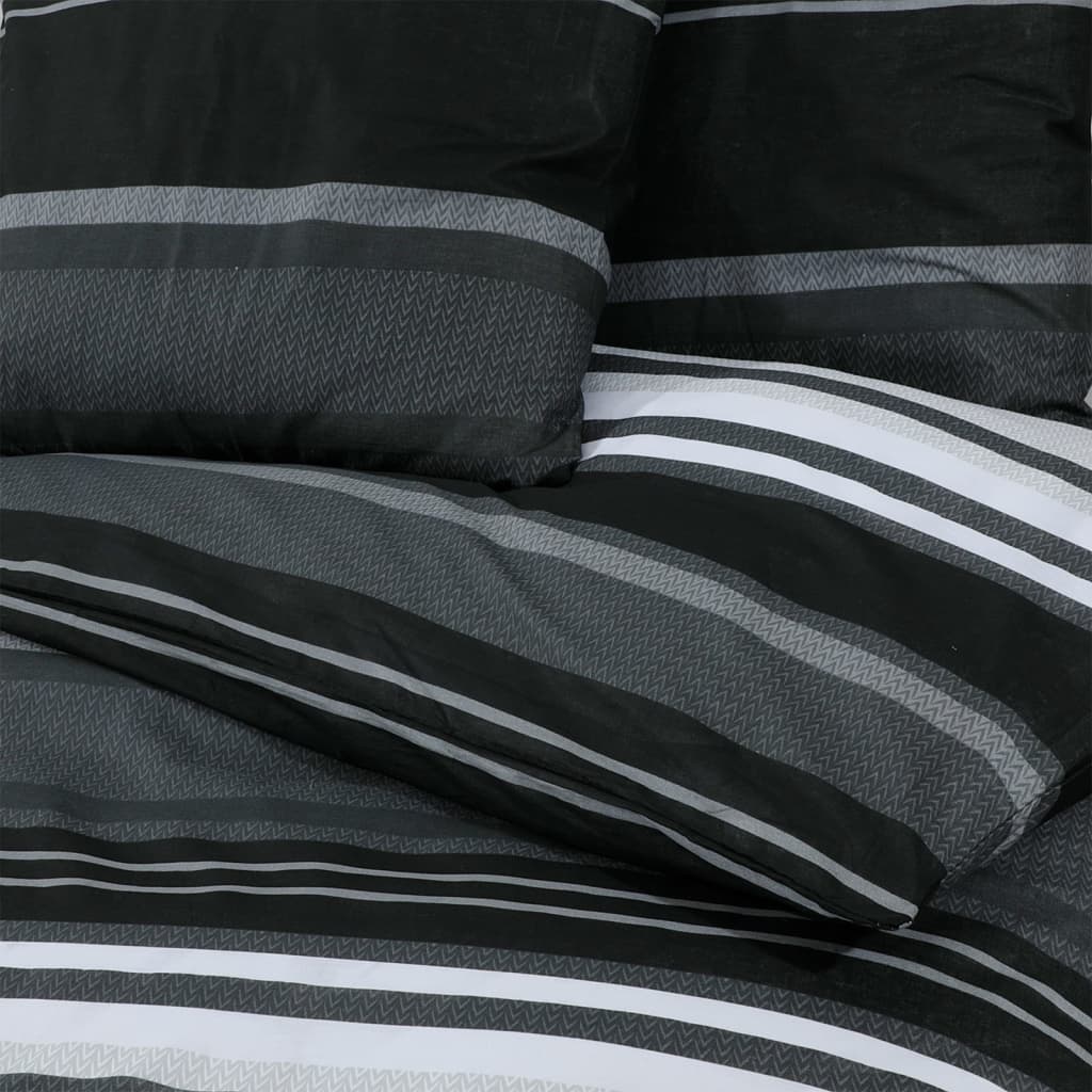 vidaXL Juego de funda nórdica algodón negro y blanco 200x200 cm