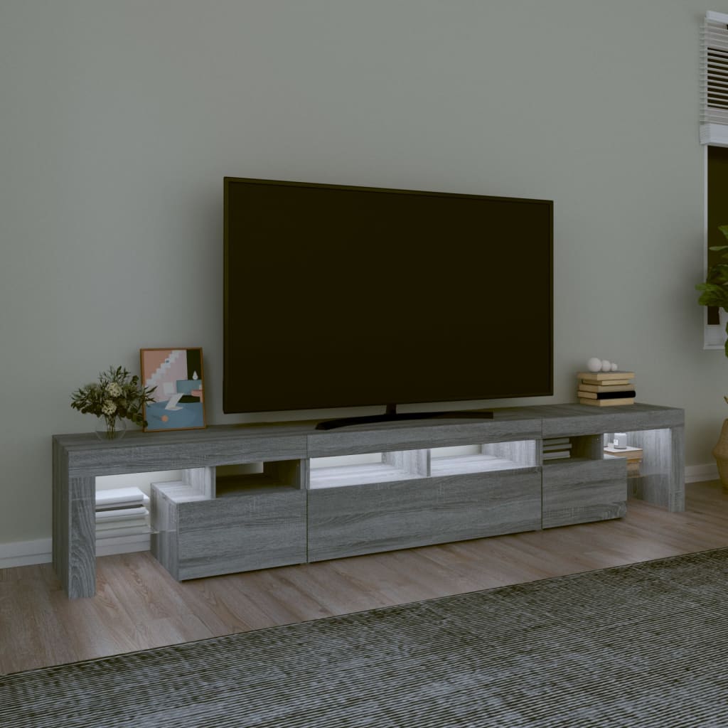 vidaXL Mueble de TV con luces LED gris Sonoma 230x36,5x40 cm