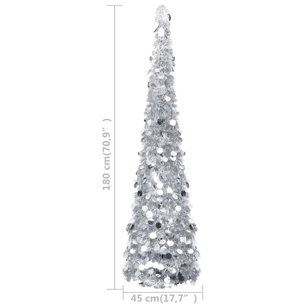 vidaXL Árbol de Navidad artificial emergente PET plateado 180 cm