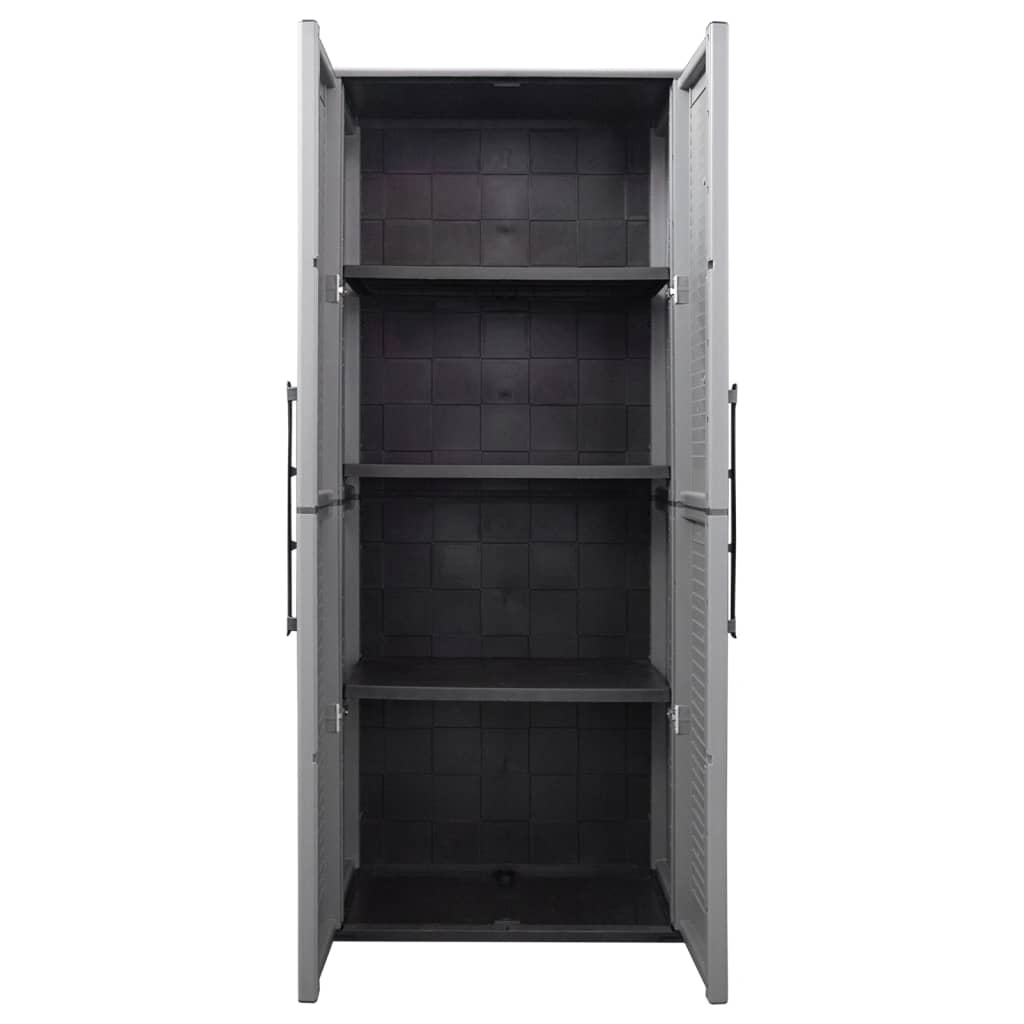 vidaXL Armario de almacenaje para jardín PP gris y negro 68x37x163 cm