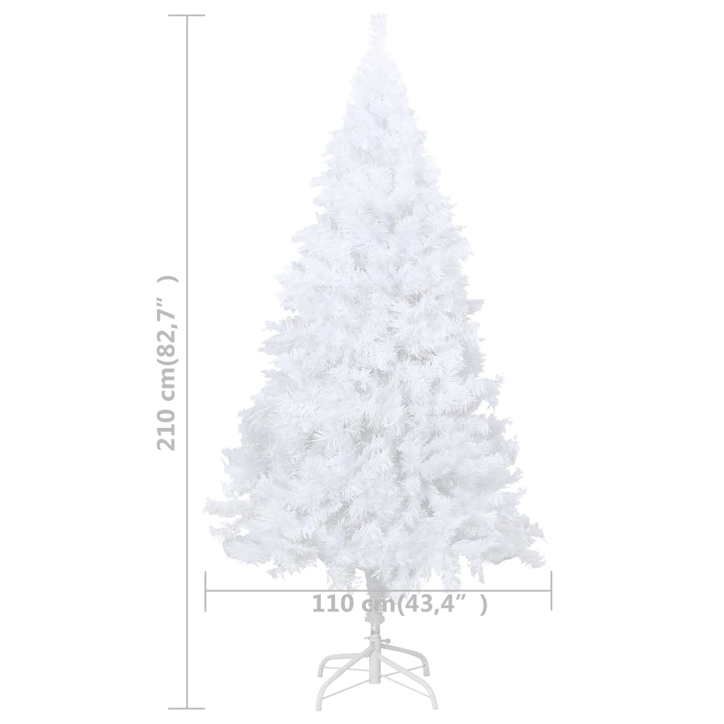 vidaXL Árbol de Navidad con luces y ramas gruesas blanco 210 cm