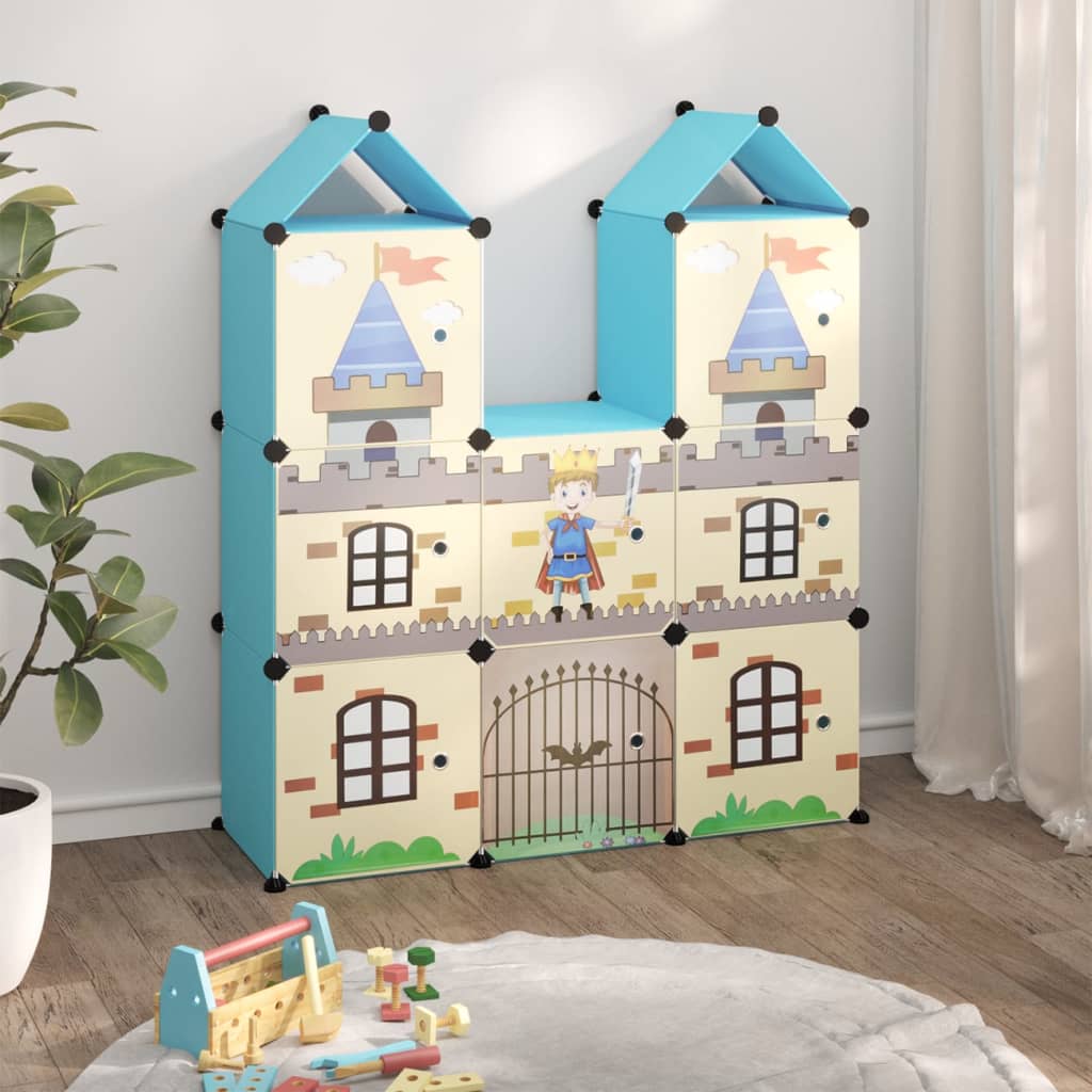 vidaXL Estantería infantil de cubos con 8 compartimentos azul PP