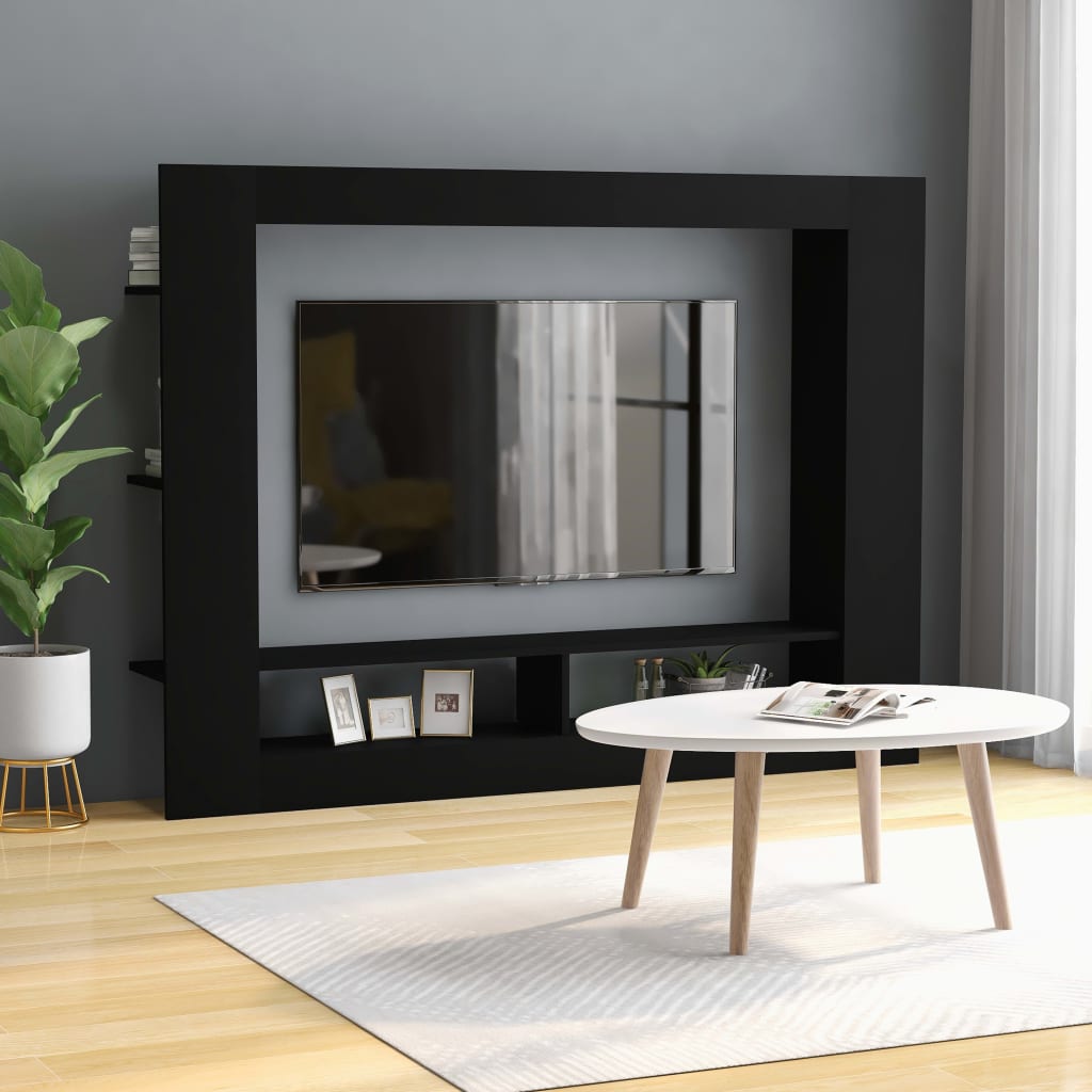 vidaXL Mueble para TV madera contrachapada negro 152x22x113 cm