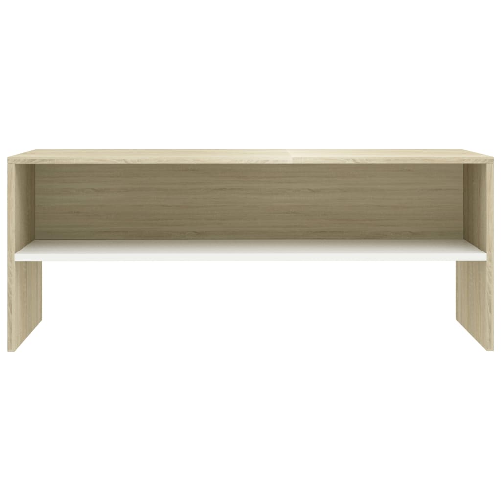 vidaXL Mueble de TV madera contrachapada blanco y roble 100x40x40 cm