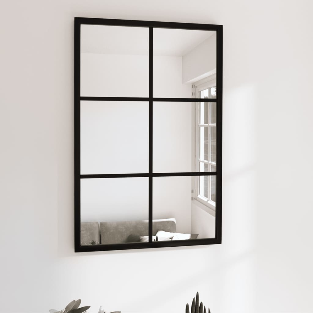 vidaXL Espejo de pared metal negro 60x40 cm