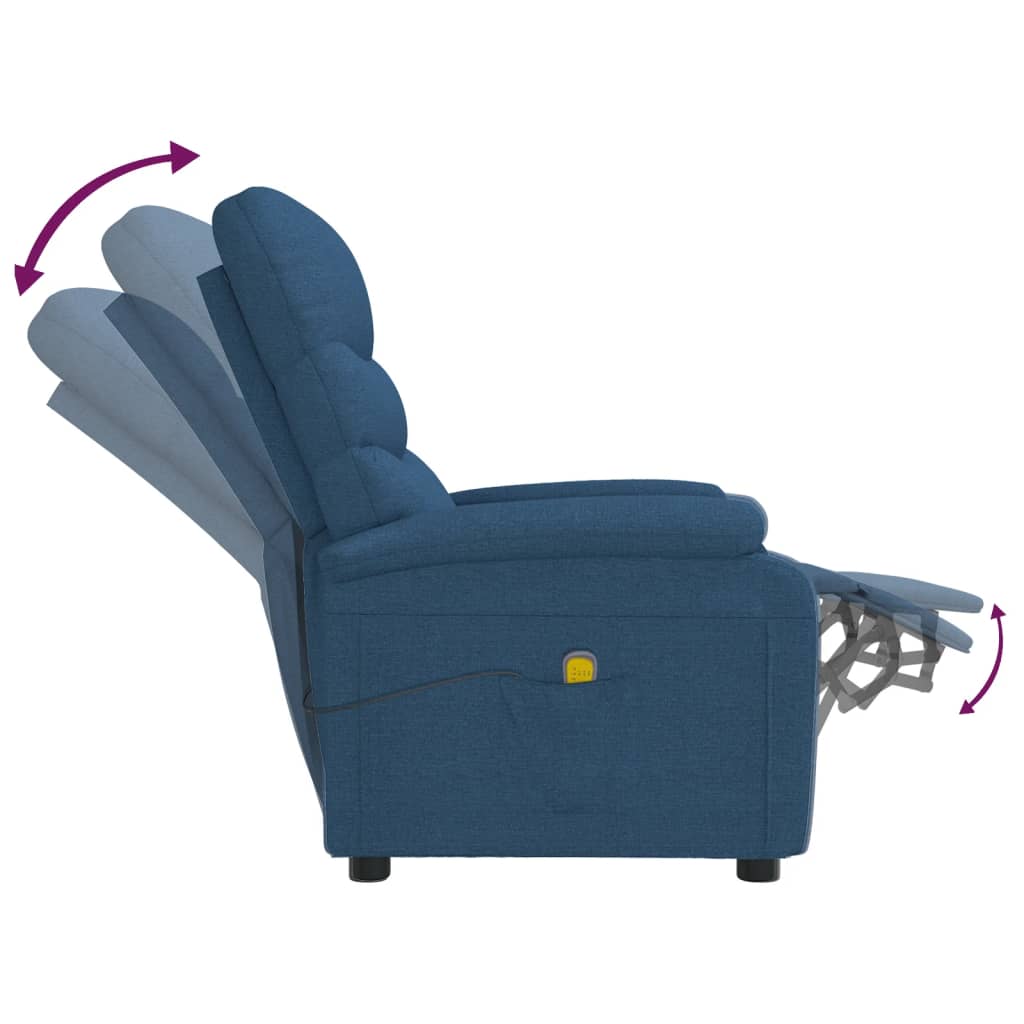 vidaXL Sillón reclinable de masaje de tela azul