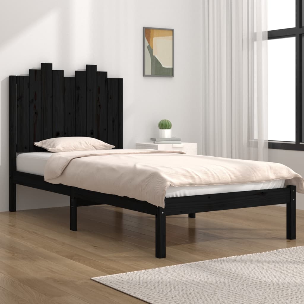 vidaXL Estructura de cama madera maciza de pino negra 100x200 cm