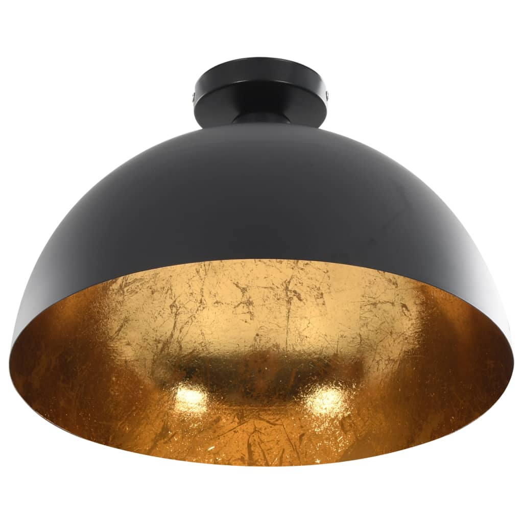 vidaXL Lámparas de techo 2 uds semiesféricas negro y dorado E27