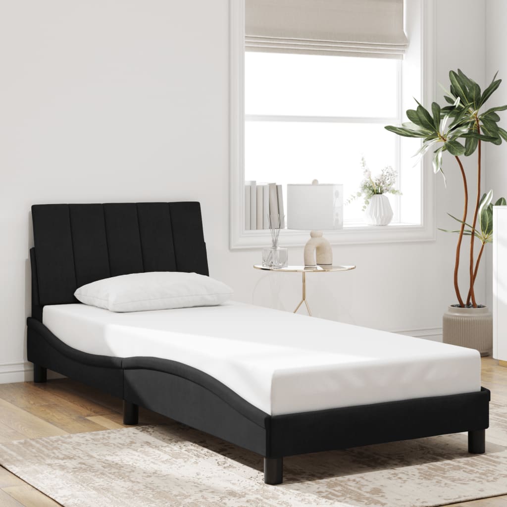 vidaXL Estructura de cama con luces LED de terciopelo negro 90x190 cm
