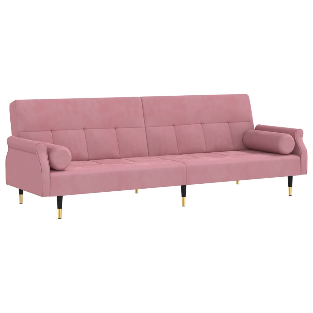 vidaXL Sofá cama con cojines terciopelo rosa