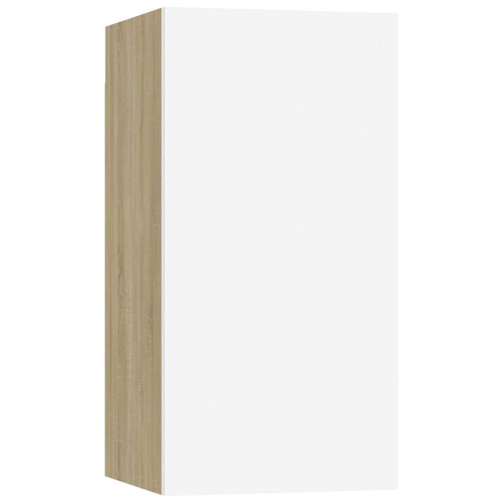 vidaXL Muebles de salón 4 piezas blanco y roble Sonoma 30,5x30x60 cm
