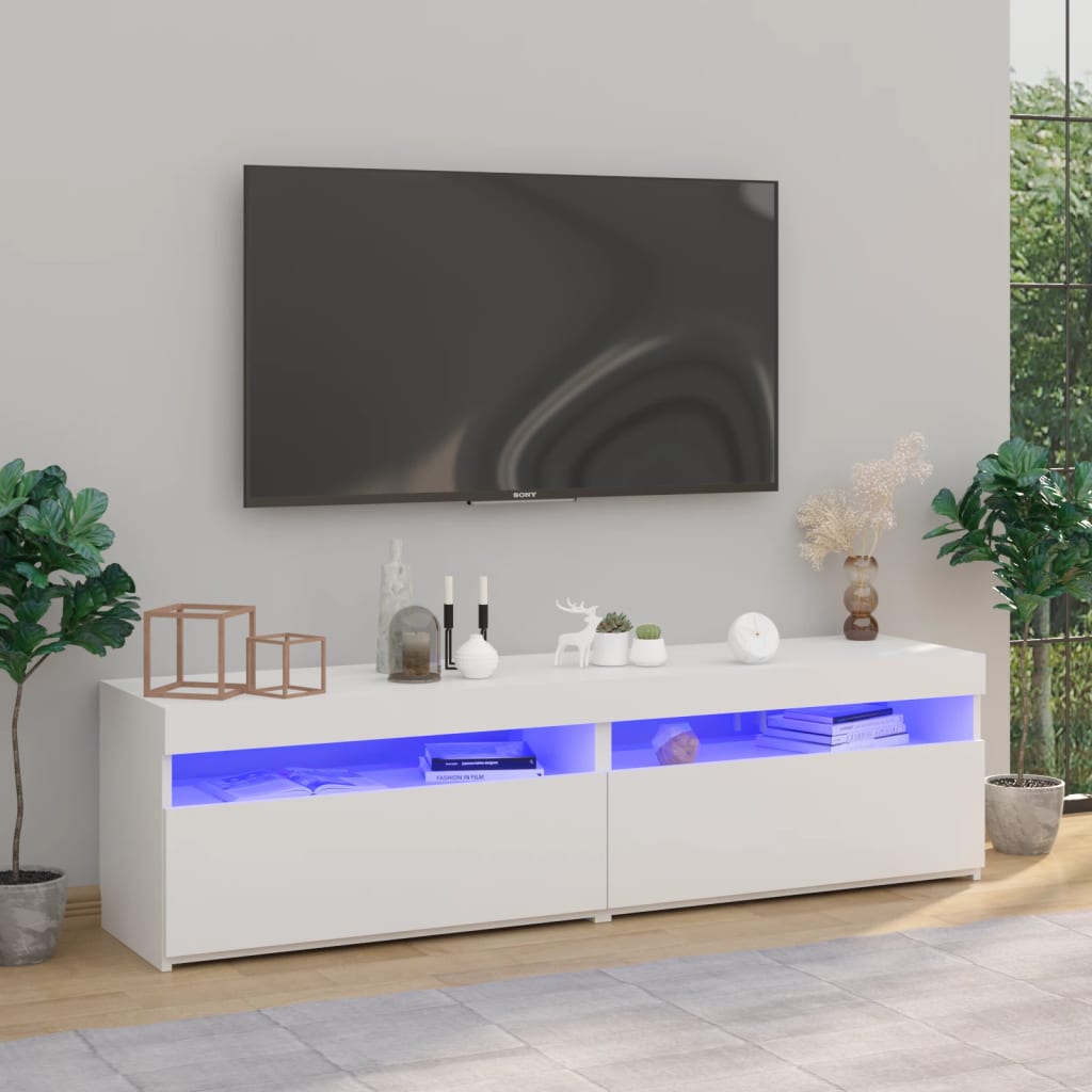 vidaXL Muebles de TV con luces LED 2 uds blanco brillante 75x35x40 cm