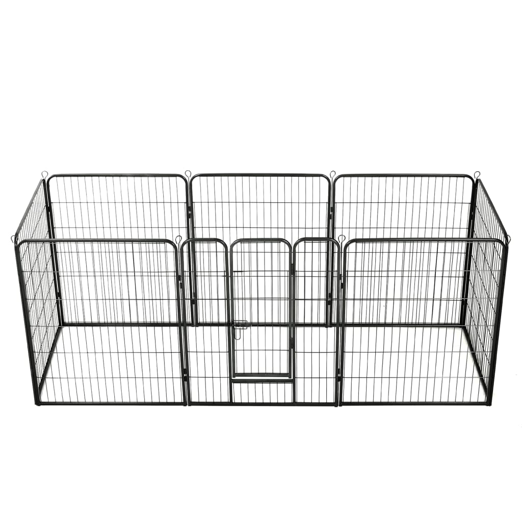 vidaXL Corral para perros 8 paneles de acero 80x100 cm negro