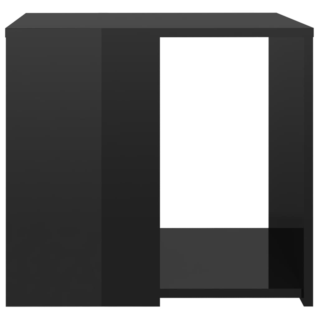 vidaXL Mesa auxiliar madera contrachapada negro brillante 50x50x45 cm