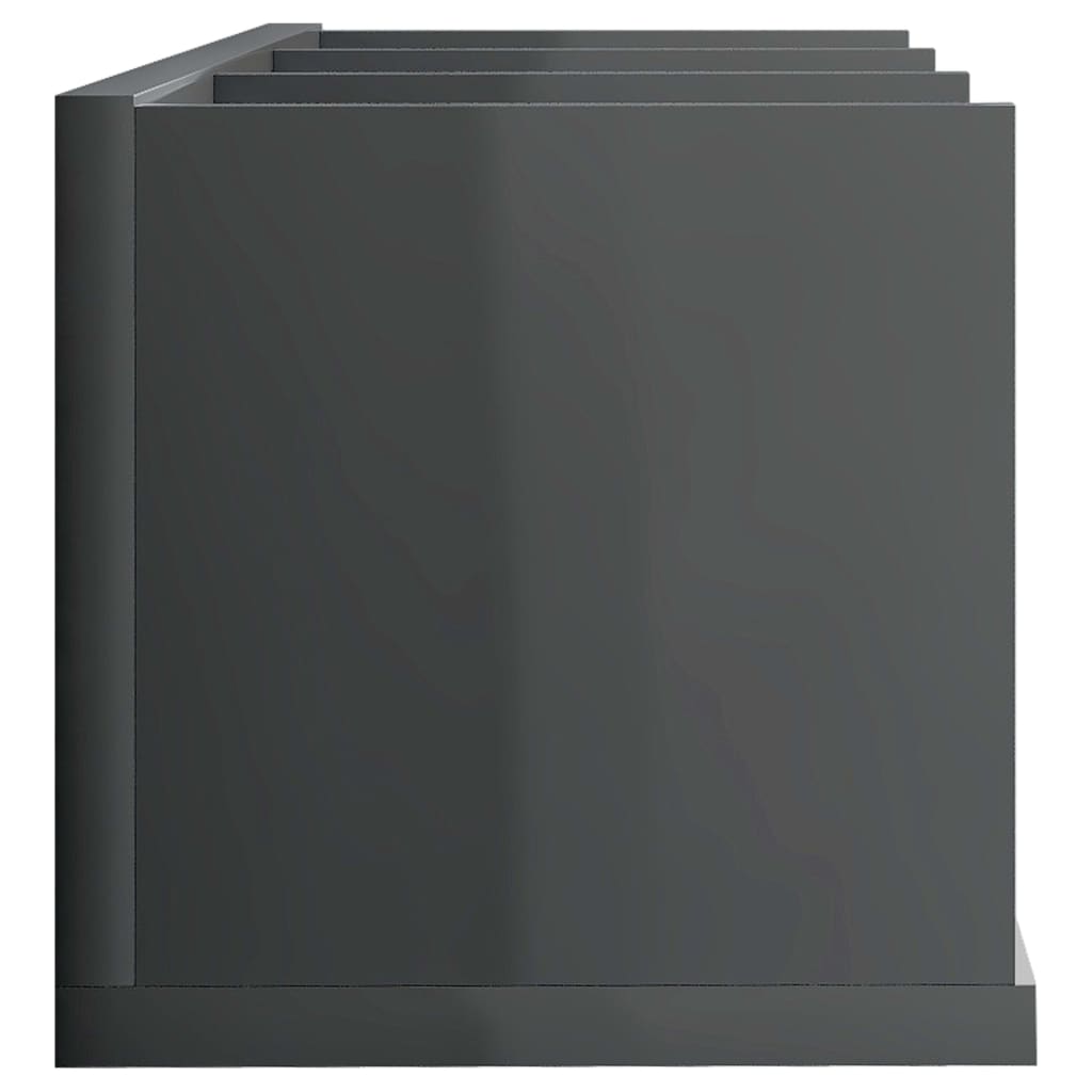 vidaXL Estante de pared para CD contrachapada gris brillo 75x18x18cm