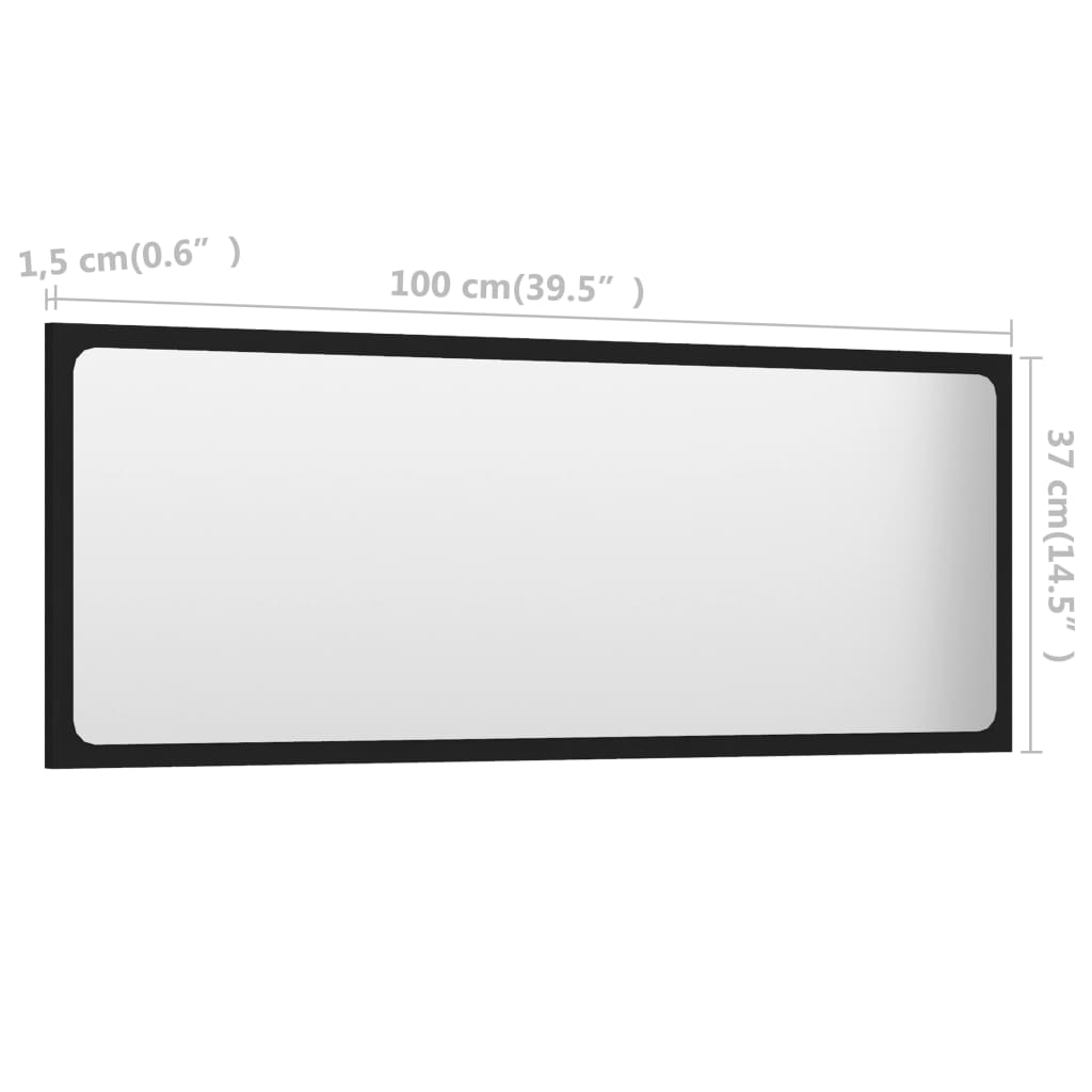 vidaXL Espejo de baño madera contrachapada negro 100x1,5x37 cm