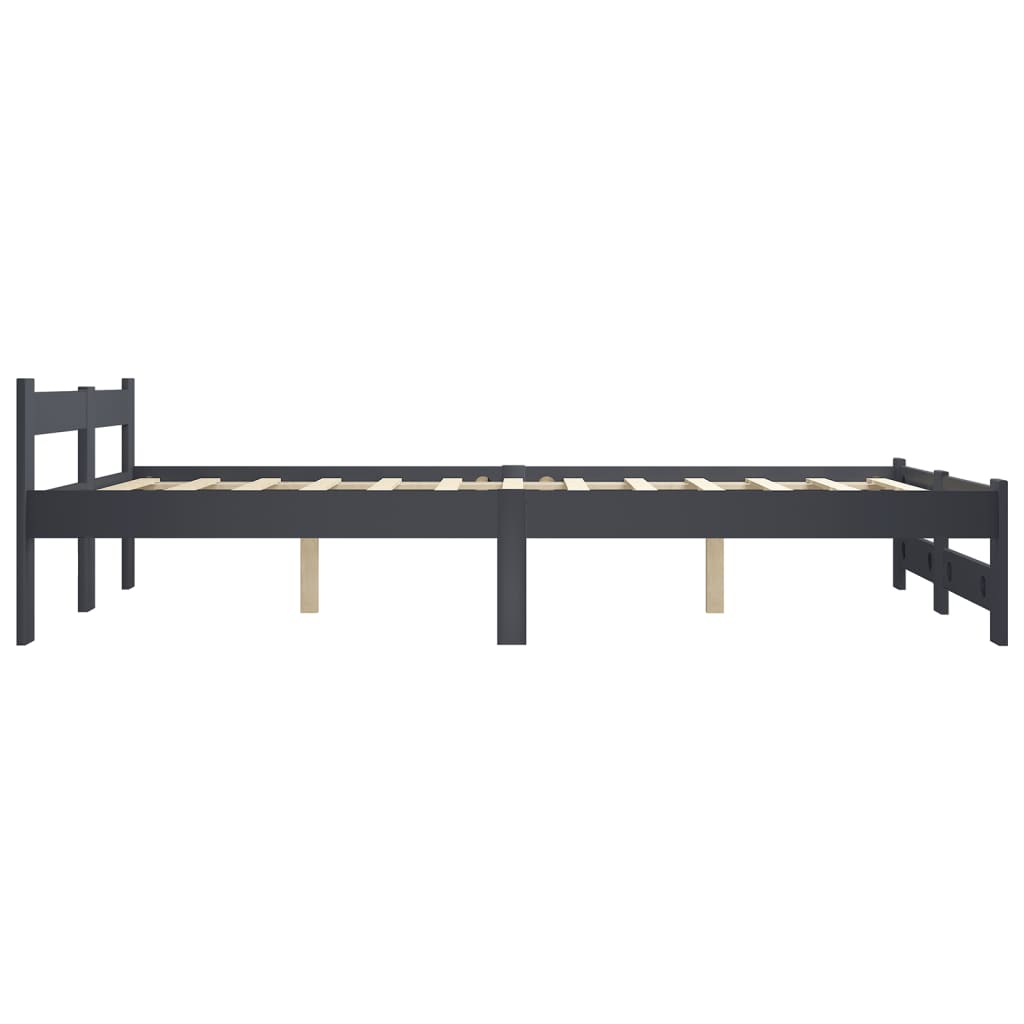 vidaXL Estructura de cama madera maciza de pino gris oscuro 160x200 cm