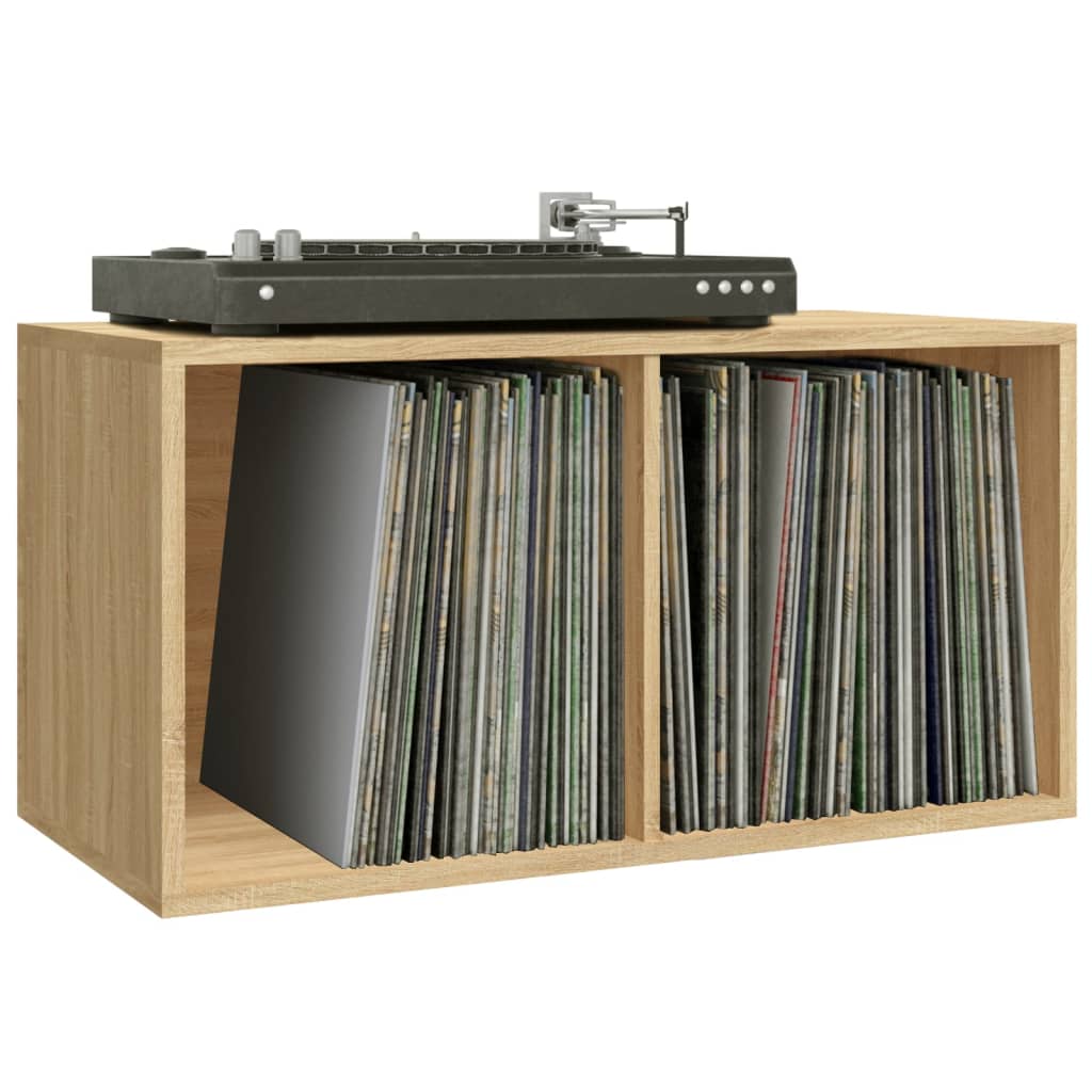Maison Exclusive Caja para discos de vinilo contrachapado color roble  71x34x36cm