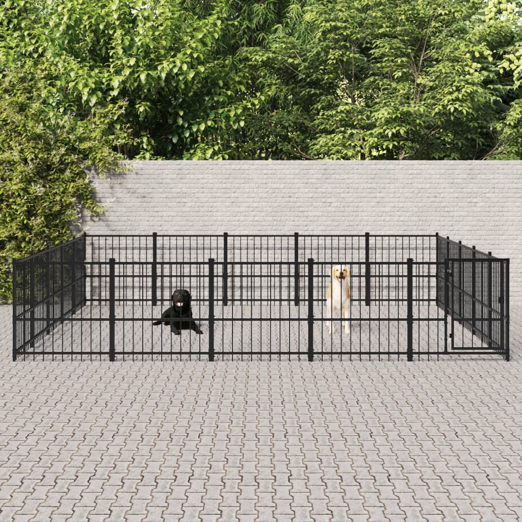 vidaXL Perrera de exterior de acero 23,52 m²