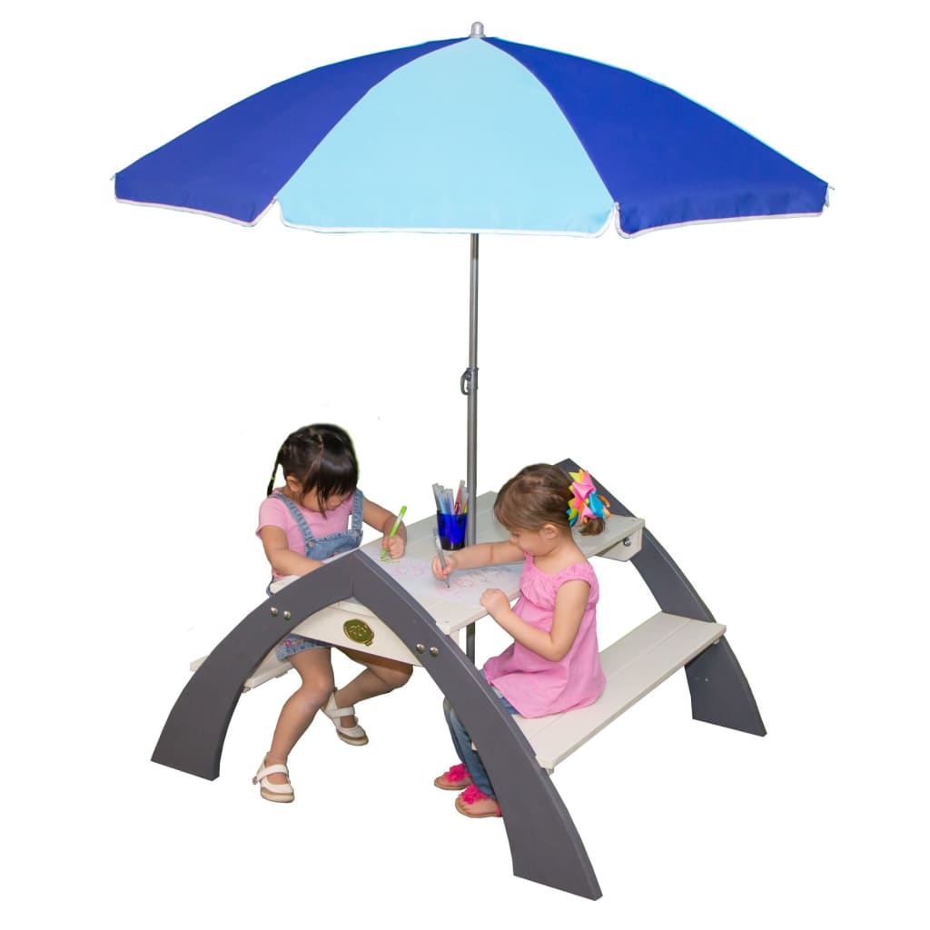 AXI Mesa de pícnic para niños Kylo con sombrilla XL blanco y gris