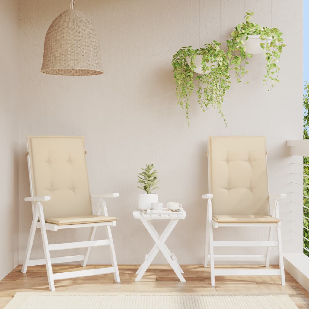 vidaXL Cojín silla de jardín respaldo alto 2 uds tela beige 120x50x3cm