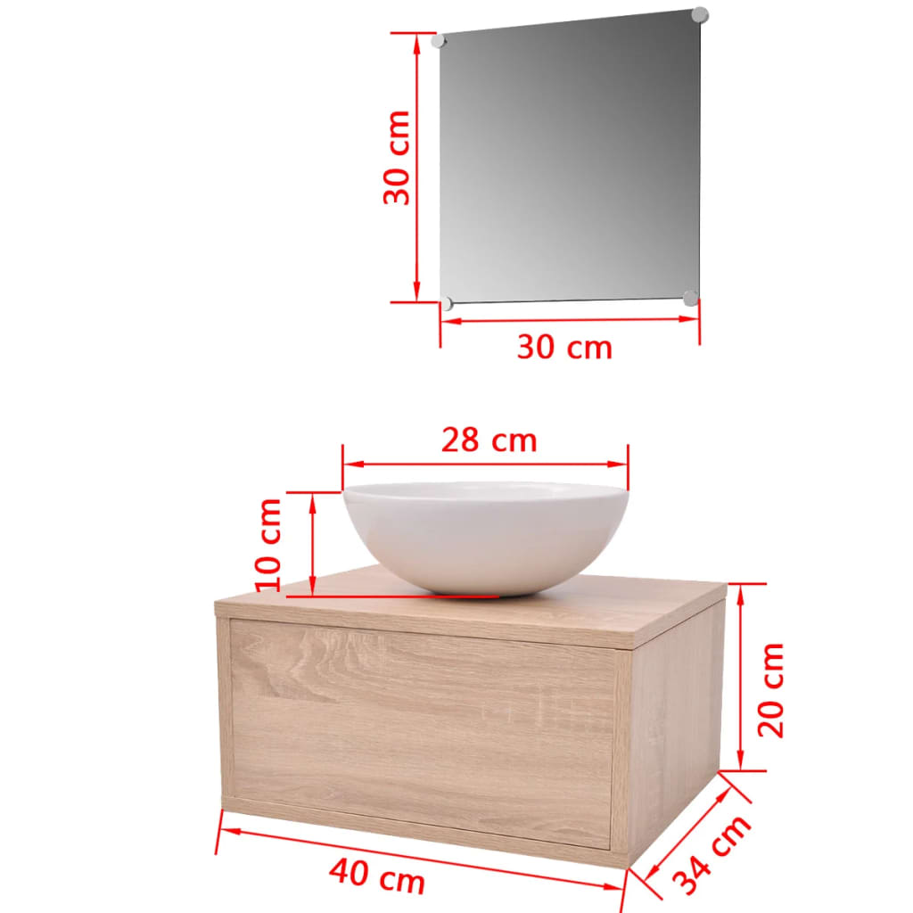 vidaXL Conjunto de mueble y lavabo 3 piezas beige