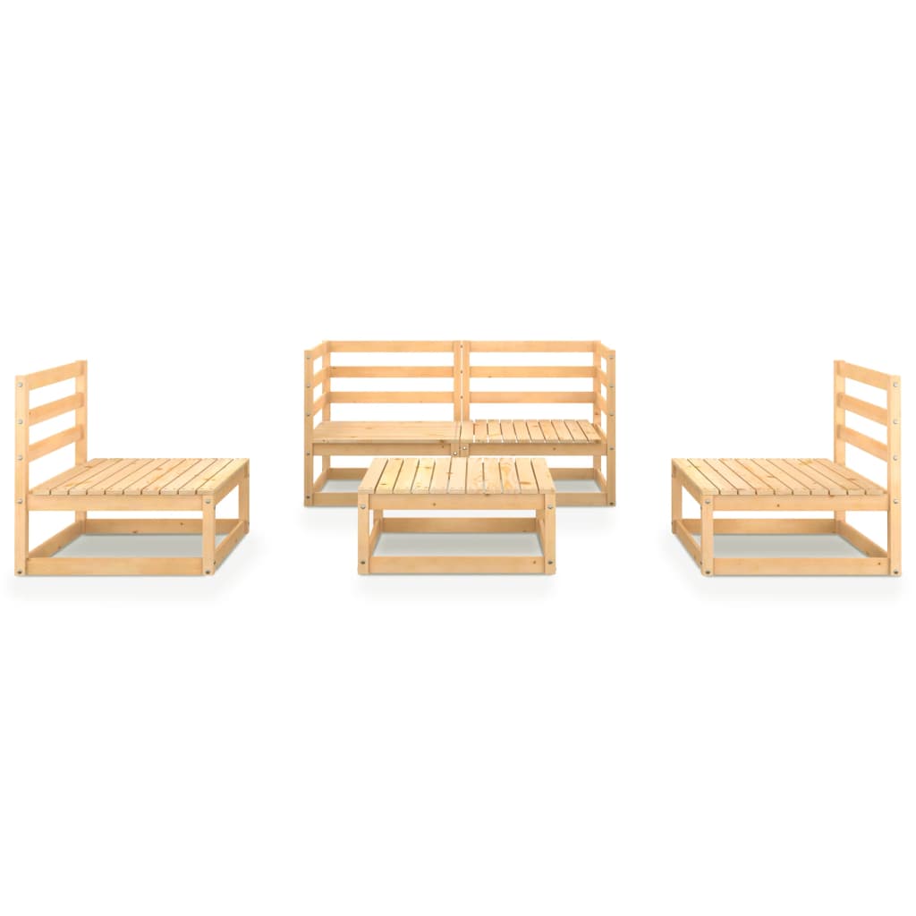 vidaXL Juego de muebles de jardín 5 piezas madera maciza de pino