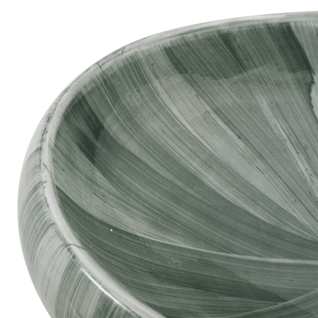 vidaXL Lavabo sobre encimera ovalado cerámica verde 59x40x15 cm