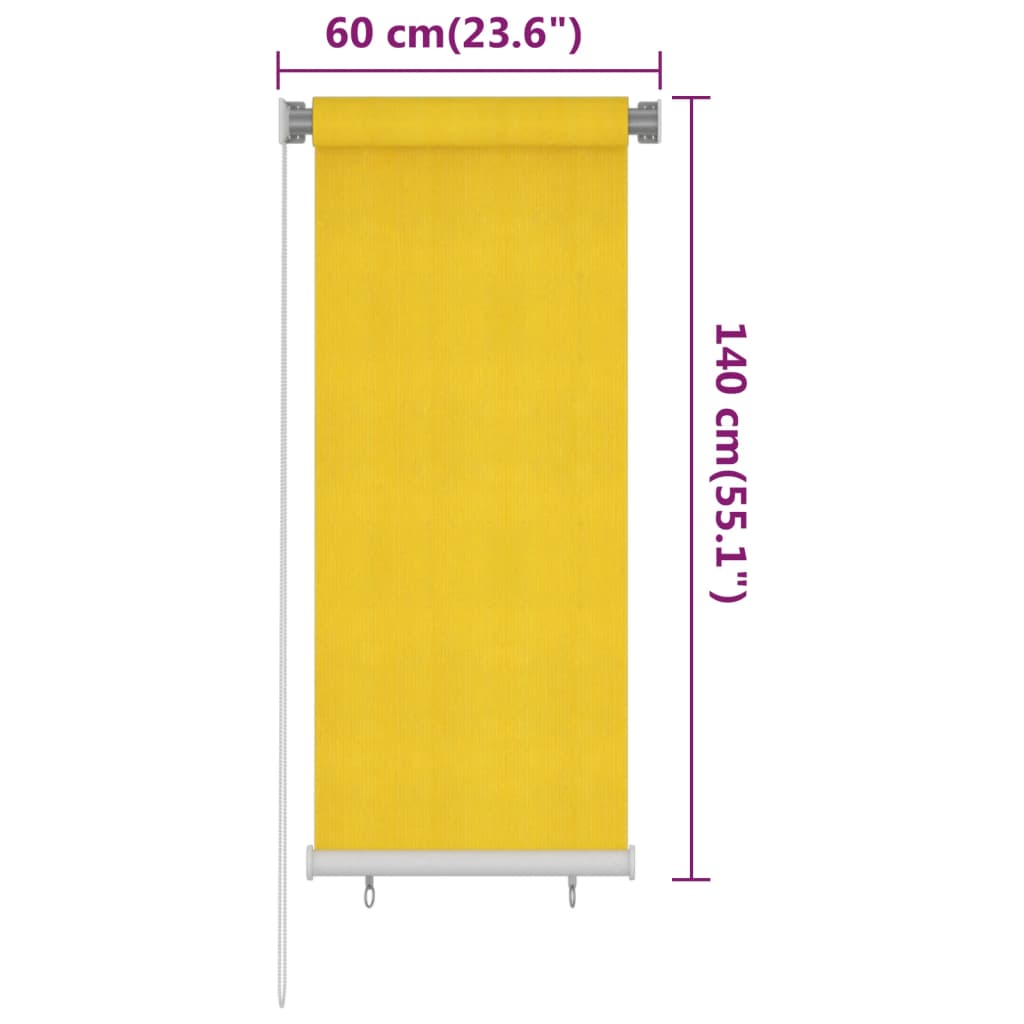 vidaXL Persiana enrollable de exterior 60x140 cm amarillo