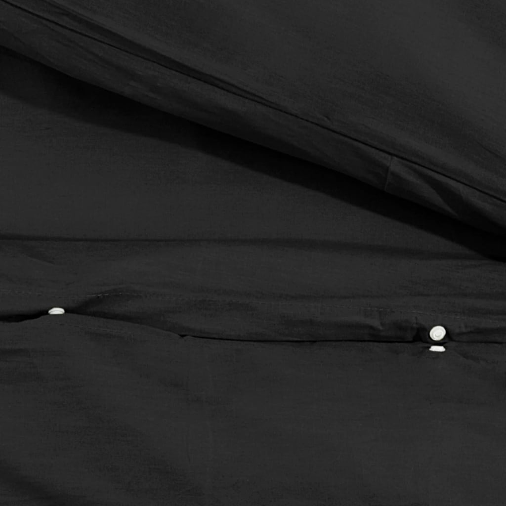 vidaXL Juego de funda nórdica algodón negro 140x200 cm