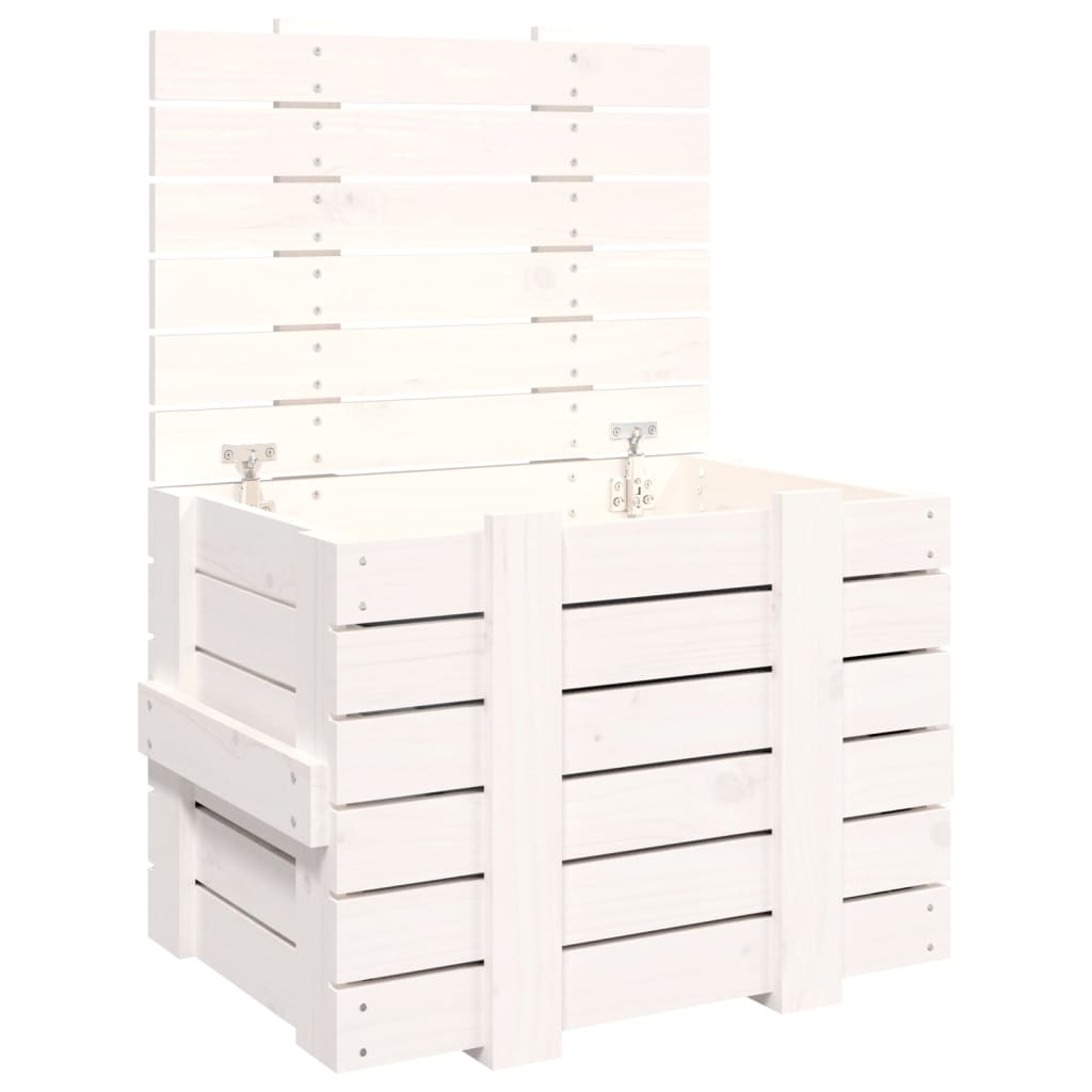 vidaXL Caja de almacenaje madera maciza de pino blanca 58x40,5x42 cm