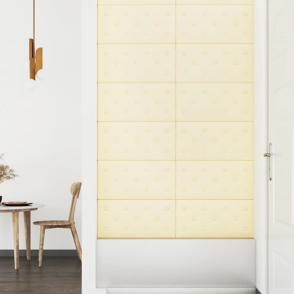 vidaXL Paneles de pared 12 uds cuero sintético crema 60x30 cm 2,16 m²