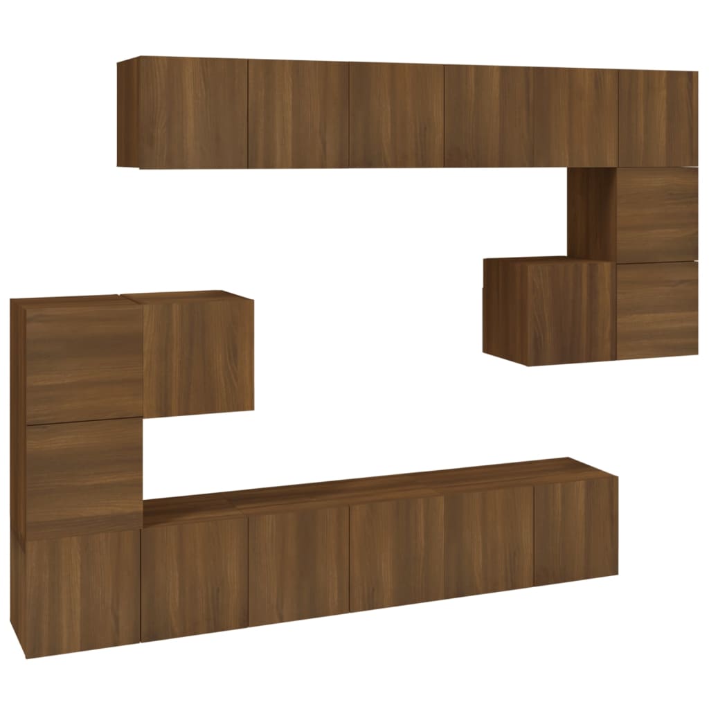 vidaXL Set de muebles de TV 10 pzas madera contrachapada marrón roble