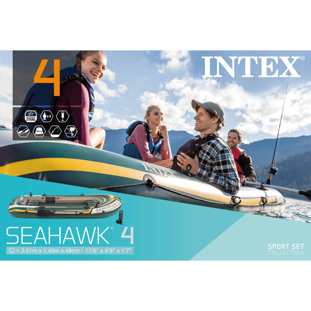 Intex Set de barca inflable con remos y bomba Seahawk 4 68351NP