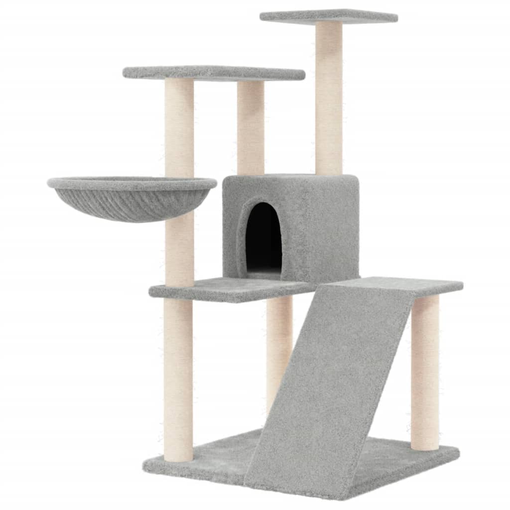 vidaXL Rascador para gatos con postes de sisal gris claro 94 cm