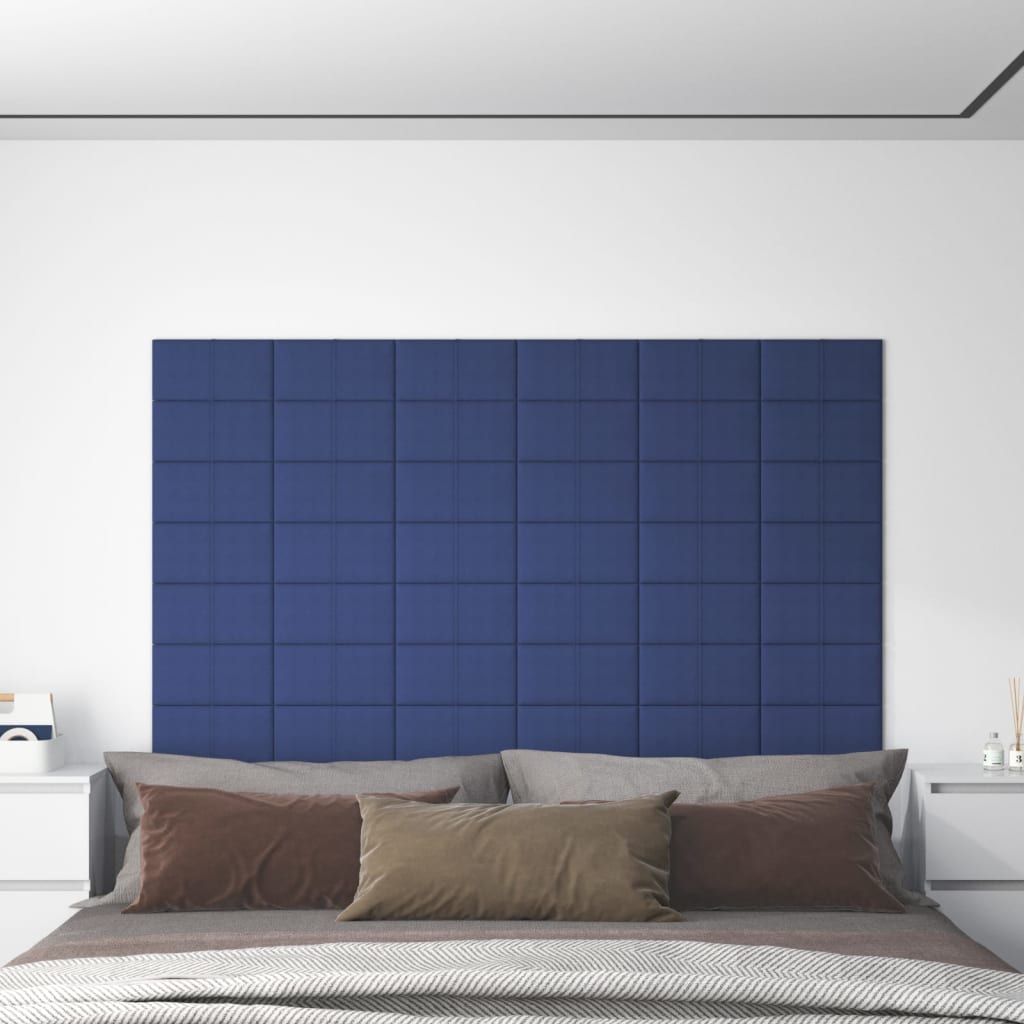 vidaXL Paneles de pared 12 uds tela azul 30x15 cm 0,54 m²