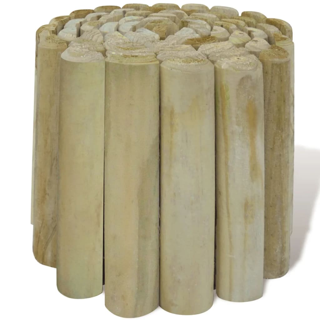 vidaXL Rollo de troncos borde de jardín 3 uds madera 250x20 cm