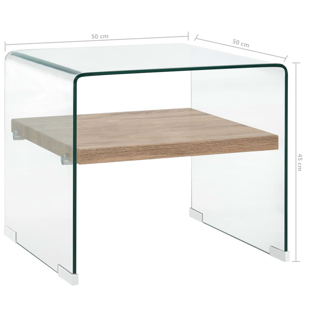 vidaXL Mesa de centro de vidrio templado transparente 50x50x45 cm