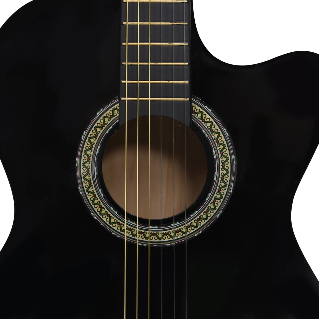 vidaXL Guitarra clásica occidental con ecualizador y 6 cuerdas negro