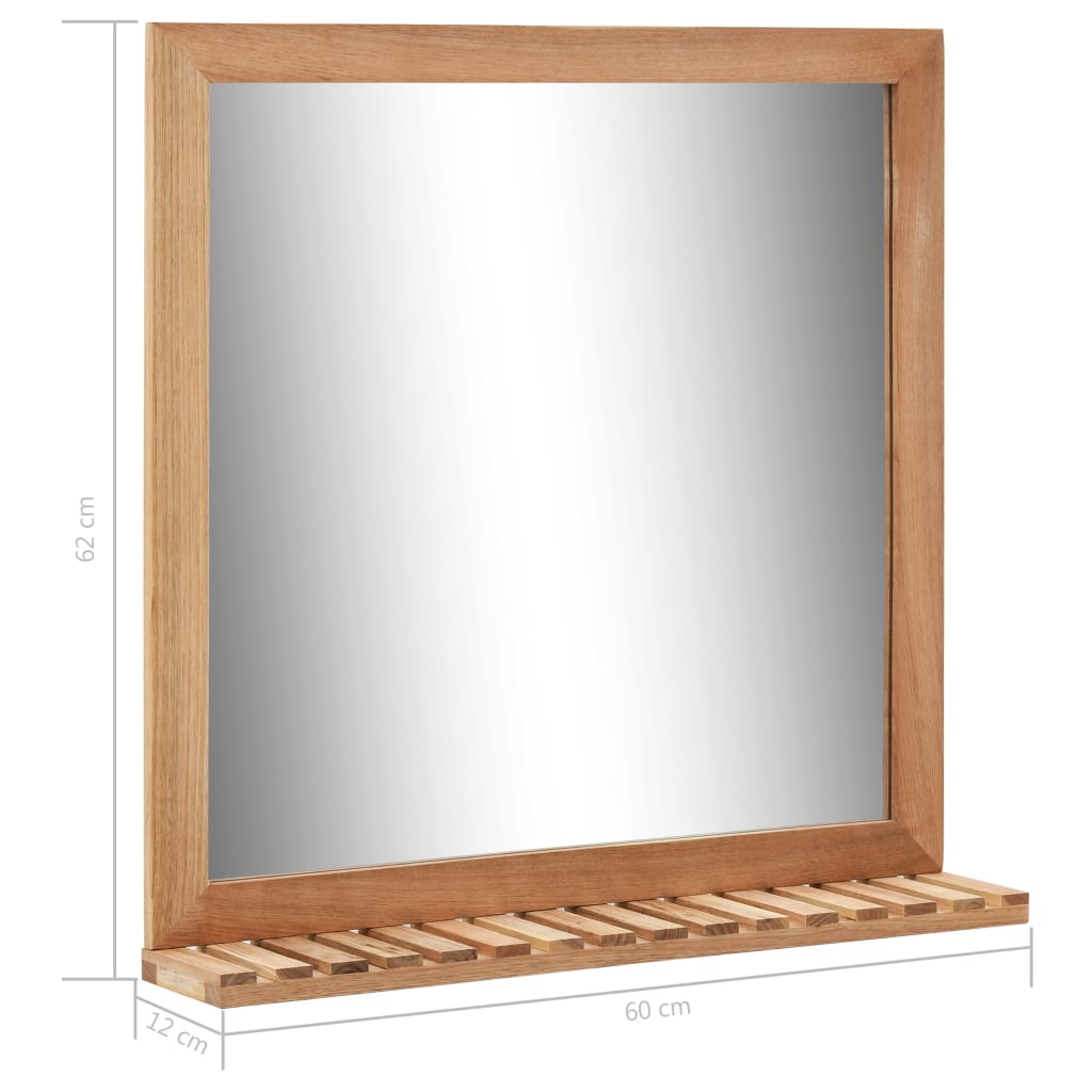 vidaXL Espejo de cuarto de baño madera maciza de nogal 60x12x62 cm