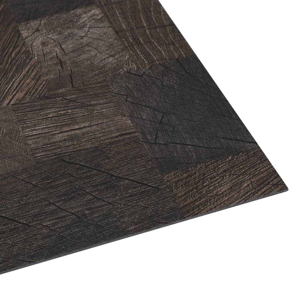 vidaXL Lama de suelo PVC autoadhesiva marrón estructura madera 5,11 m²